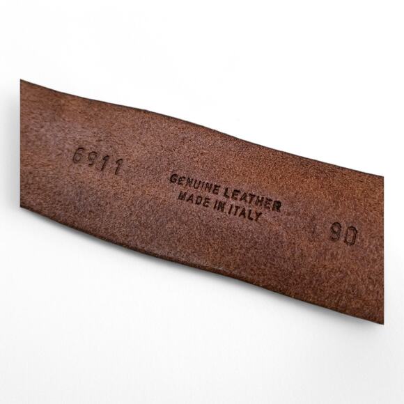 ORCIANI Leather Belt Made in Italy #6911 Brown Gold Embellished Edge EU 90 US 34 - Picture 11 of 11